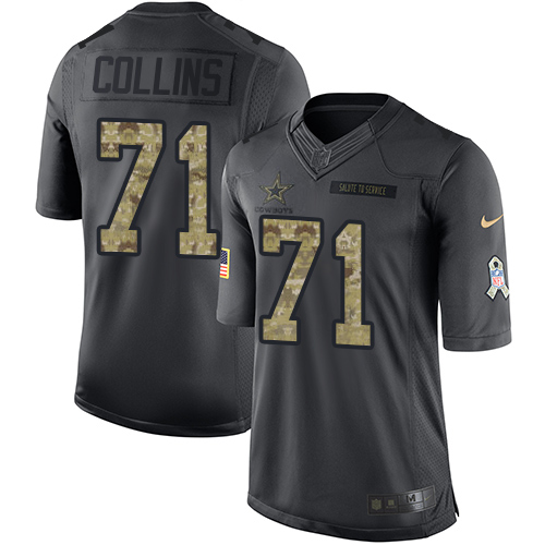 Men's Limited La'el Collins Nike Jersey Black - #71 2016 Salute to Service NFL Dallas Cowboys